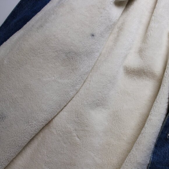 Older Brother Denim Jean Jacket Sherpa Fleece Lined Blue Trucker Coat Warm Cozy - Picture 7 of 12